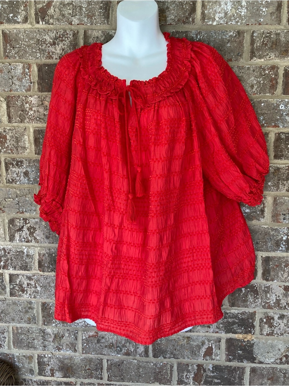 NWT Max Studio London Peasant Top Ties At Neck 3X Plus Boho